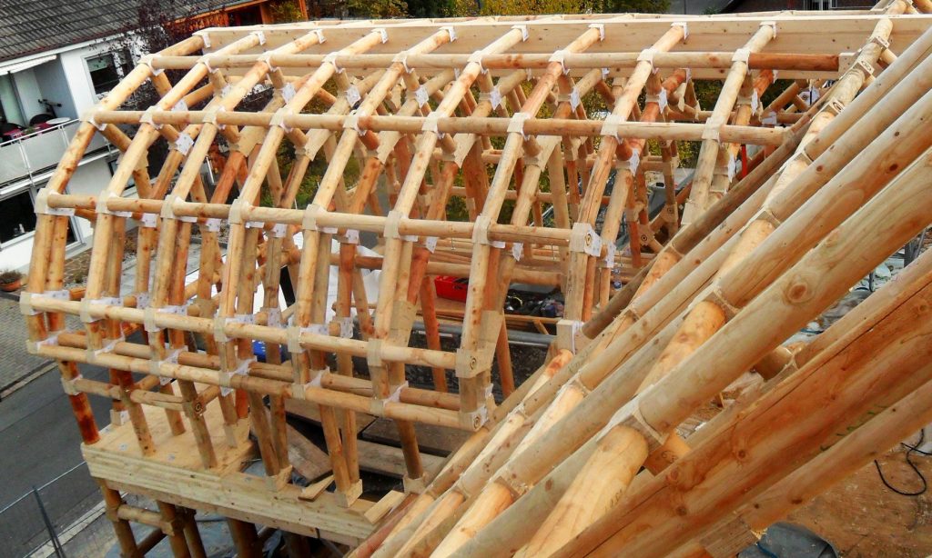 Wood-framework skeleton of residential home